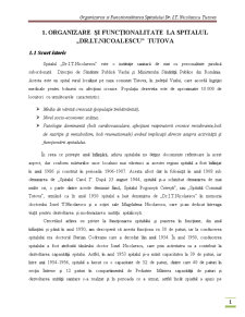 Organizarea și funcționalitatea spitalului Dr. I.T. Nicolăescu Tutova - Pagina 1