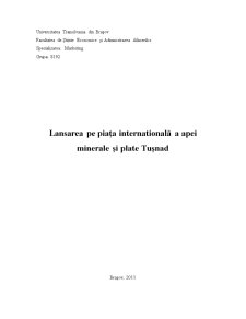 Lansarea pe piața internațională a Apei Tușnad - Pagina 1