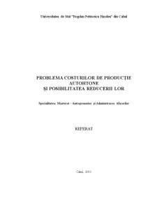 Problema costurilor de producție autohtone și posibilitățile reducerii lor - Pagina 1