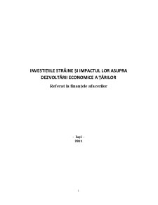 Investițiile Străine și Impactul Lor asupra Dezvoltării Economice a Țărilor - Pagina 1