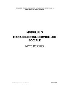 Funcțiile managementului serviciilor sociale - Pagina 1