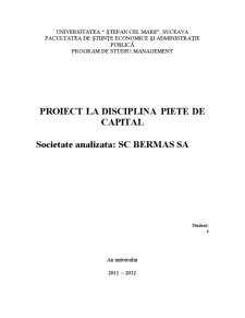 Piețe de capital - societate analizată SC Bermas SA - Pagina 1