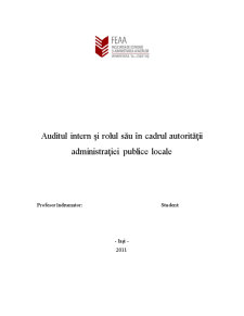 Auditul Intern și Rolul Său în Cadrul Autorității Administrației Publice Locale - Pagina 1