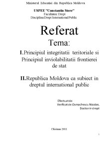 Principiul integrității teritoriale și principiul inviolabilității frontierei de stat - Pagina 1