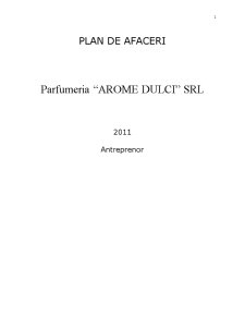 Plan de Afaceri Parfumeria Arome Dulci SRL - Pagina 1