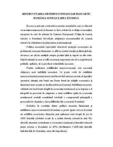 Restrucutarea Sistemului Financiar Bancar în România - Pagina 1