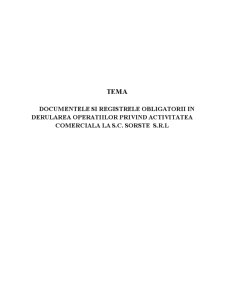 Documentele și registrele obligatorii privind activitatea comercială la SC Sorste SRL - Pagina 1
