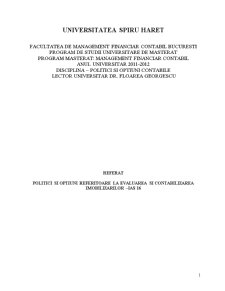Politici și opțiuni referitoare la evaluarea și contabilizarea imobilizărilor - IAS 16 - Pagina 1
