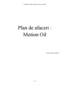 Plan de Afaceri - Motion Oil - Pagina 1