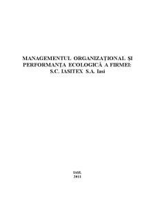 Management organizațional și performanță ecologică - SC Iasitex SA Iași - Pagina 1