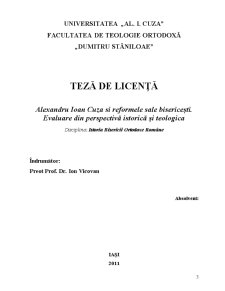 Alexandru Ioan Cuza și reformele sale bisericești - evaluare din perspectivă istorică și teologică - Pagina 2