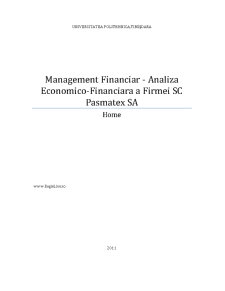 Management financiar - analiza economico-financiară a firmei SC Pasmatex SA - Pagina 1