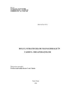 Rolul Strategiilor Manageriale în Cadrul Organizațiilor - Pagina 1