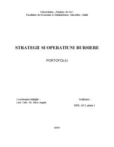 Strategii și operațiuni bursiere - portofoliul unui învestitor - Pagina 1