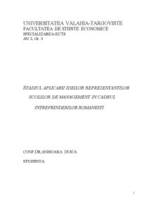 Stadiul aplicării ideilor reprezentanților școlilor de management în cadrul întreprinderilor românești - Pagina 1