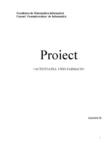 Activitatea unei Farmacii - Proiect UML - Pagina 1
