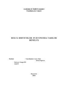Rolul serviciilor în economia țărilor Benelux - Pagina 1