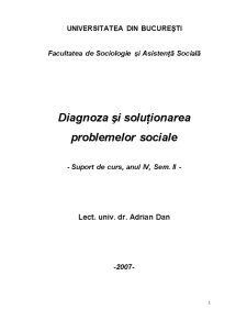 Diagnoza și Soluționarea Problemelor Sociale - Pagina 1