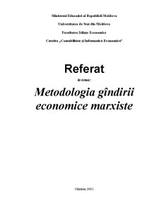 Metodologia gândirii economice marxiste - Pagina 1