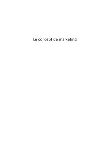 Le Concept de Marketing - Pagina 1