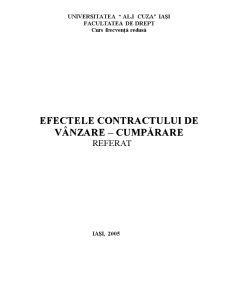 Efectele contractului de vânzare-cumpărare - Pagina 1