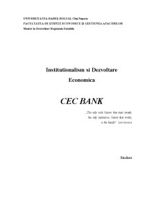 Instituționalism și dezvoltare economică - CEC Bank - Pagina 1
