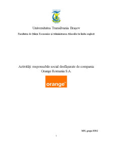 Activități responsabile social desfășurate de compania Orange România SA - Pagina 1