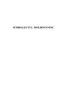 Subdialectul Moldovenesc - Pagina 1