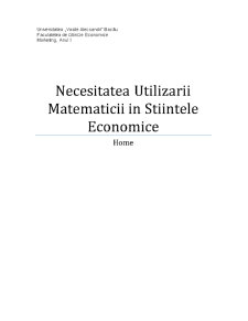 Necesitatea utilizării matematicii în științele economice - Pagina 1
