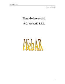 Plan de investiții SC Webar SRL - Pagina 1