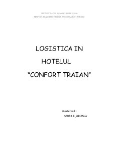 Logistică în cadrul Hotelului Traian - Pagina 1