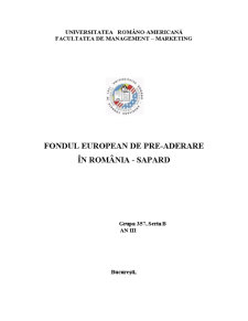 Fondul European de pre-aderare în România - Sapard - Pagina 1