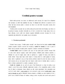 Proiect creație retail banking - creditul pentru vacanță - Pagina 1