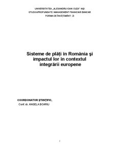 Sisteme de Plăți în România și Impactul Lor în Contextul Integrării Europene - Pagina 2