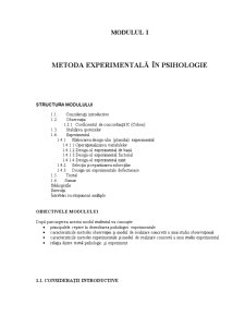 Psihologie experimentală 1 - metoda experimentală în psihologie - Pagina 1