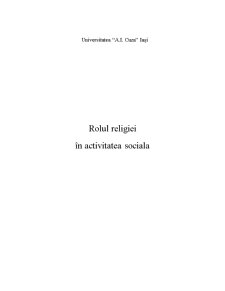 Rolul Religiei în Activitatea Sociala - Pagina 1