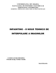 Inpainting - O Nouă Tehnică de Interpolare a Imaginilor - Pagina 1