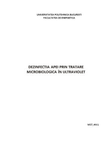 Dezinfectia Apei prin Tratare Microbiologica în Ultraviolet - Pagina 1