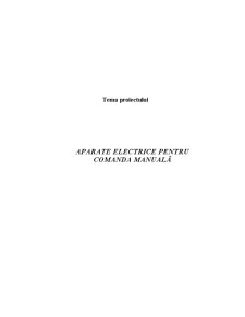 Aparate Electrice pentru Comanda Manuală - Pagina 1
