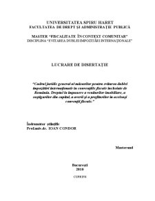 Cadrul Juridic General al Măsurilor Pentru Evitarea Dublei Impozitări Internaționale în Convențiile Fiscale Încheiate de România - Pagina 1