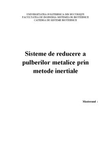 Sisteme de reducere a pulberilor metalice prin metode inerțiale - Pagina 1