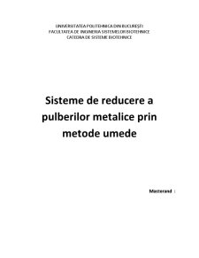 Sisteme de Reducere a Pulberilor Metalice prin Metode Umede - Pagina 1
