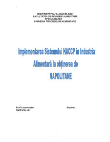 Implementarea sistemului HACCP în industrie alimentară la obținerea de napolitane - Pagina 1
