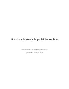 Rolul Sindicatelor în Politicile Sociale - Pagina 1
