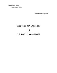 Culturi de Celule și Țesuturi Animale - Pagina 1
