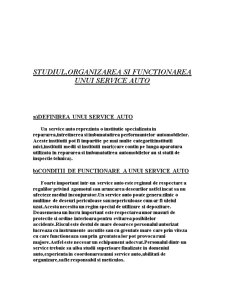 Studiul, organizarea și funcționarea unui service auto - Pagina 2