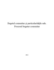 Bugetul comunitar și particularitățile sale - procesul bugetar comunitar - Pagina 1