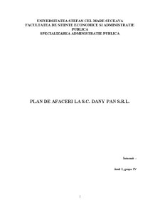 Plan de afaceri la fabrica de pâine - SC Dany Pan SRL - Pagina 1