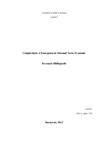 Complexitate și emergență în sistemul socio-economic - recenzie bibliografie - Pagina 1