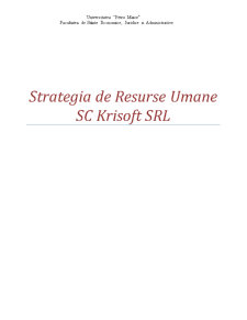 Strategia de Resurse Umane SC Krisoft SRL - Pagina 1